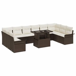 vidaXL Conjunto de Sof&aacute; de Jardim com almofada Manual 11 pcs Castanho