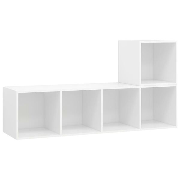 vidaXL 2 pcs conjunto de m&oacute;veis de TV contraplacado branco