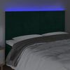 vidaXL Cabeceira de cama c/ LED veludo 160x5x118/128 cm verde-escuro