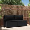 vidaXL Sof&aacute;s de centro p/ jardim c/ almofad&otilde;es 2 pcs vime PE preto