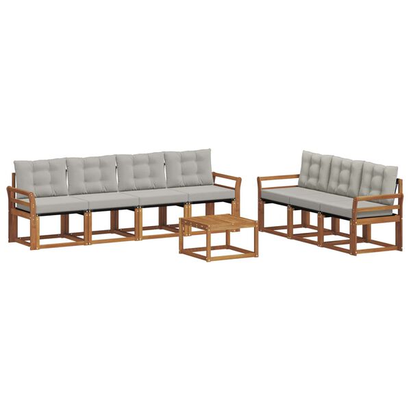 vidaXL Conjunto de Sof&aacute;s para Exterior 8 pcs Cinza Natural e Claro