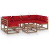 vidaXL 7pcs conj. lounge paletes jardim c/ almofad&otilde;es pinho impregnado