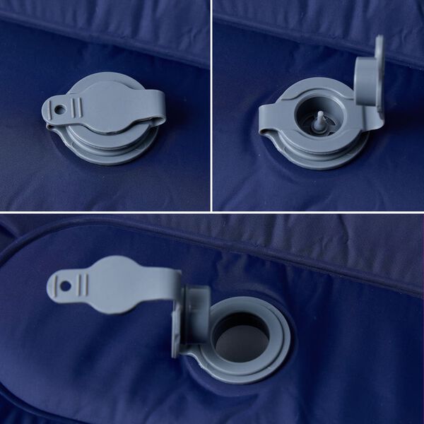 vidaXL Colchão campismo autoinsuflável c/ almofada 1 p. azul-marinho