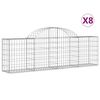 vidaXL Cestos gabi&atilde;o arqueados 8 pcs 200x30x60/80 cm ferro galvanizado