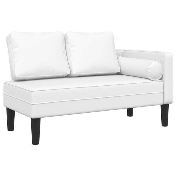 vidaXL Chaise longue com almofadões couro artificial branco