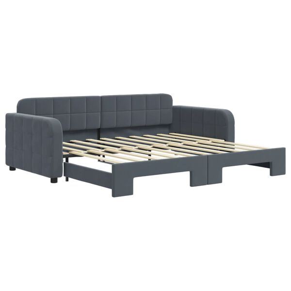 vidaXL Sof&aacute;-cama com gavet&atilde;o 90x190 cm veludo cinzento-escuro