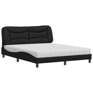 vidaXL Cama com colch&atilde;o Hvar 160x200 cm couro artificial preto