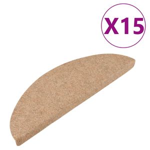 vidaXL Tapetes de escada adesivos 15 pcs 56x17x3 cm bege