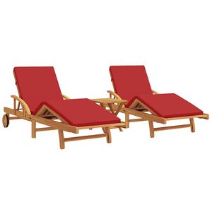 vidaXL Espregui&ccedil;adeira 3 unid. Madeira S&oacute;lida de Ac&aacute;cia Vermelho
