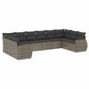 vidaXL 10 pcs conjunto sof&aacute;s de jardim c/ almofad&otilde;es vime PE cinzento