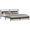 vidaXL Estrutura de cama sem colch&atilde;o 193x201cm metal carvalho fumado