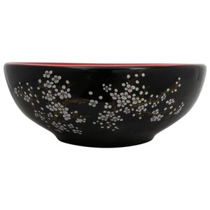 vidaXL Lavat&oacute;rio de bancada redondo &Phi;41x14 cm cer&acirc;mica preto/vermelho