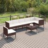 vidaXL 8 pcs conjunto lounge jardim c/ almofad&otilde;es vime PE castanho