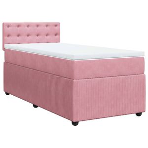 vidaXL Cama com molas/colch&atilde;o 80x200 cm veludo rosa
