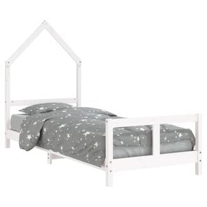 vidaXL Estrutura de cama infantil 80x200 cm pinho maci&ccedil;o branco