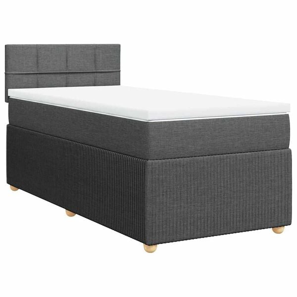 vidaXL Cama com molas/colch&atilde;o 100x200 cm tecido cinza-escuro