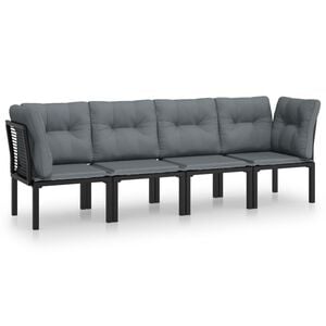 vidaXL 4 pcs conjunto lounge de jardim vime PE preto e cinzento
