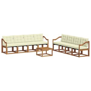 vidaXL Conjunto de Sof&aacute;s para Exterior 9 pcs Natural e Creme