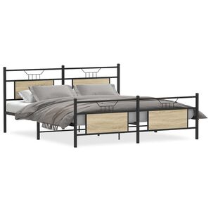 vidaXL Estrutura de cama sem colch&atilde;o 160x200cm metal carvalho sonoma