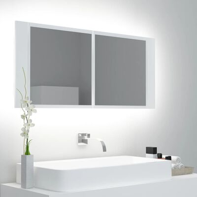 vidaXL Armário espelhado casa de banho LED 100x12x45cm acrílico branco