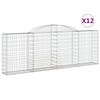 vidaXL Cestos gabi&atilde;o arqueados 12pcs 300x30x100/120 ferro galvanizado