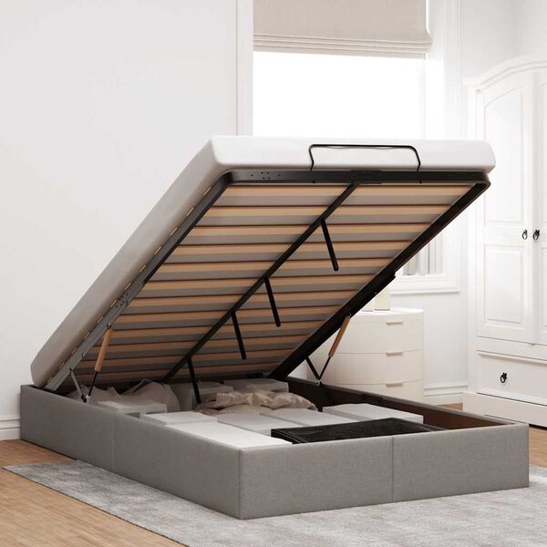 vidaXL Estrutura de cama otomana sem colch&atilde;o 120x200cm tecido cinzento