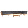 vidaXL 6 pcs conj. sof&aacute;s paletes p/ jardim c/ almofad&otilde;es ac&aacute;cia maci&ccedil;a