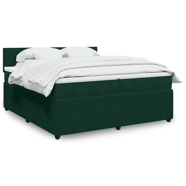 vidaXL Cama com molas/colch&atilde;o 200x200 cm veludo verde-escuro