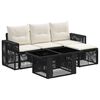 vidaXL Conjunto de Sof&aacute; de Jardim 5 unid. Preto e Branco Creme vime PE