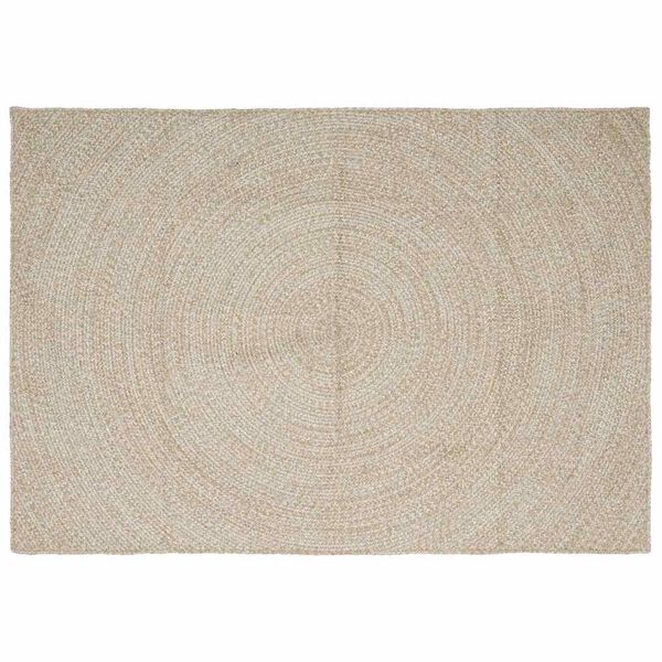 vidaXL Tapetes de &aacute;rea Retangular Natural e Branco 200 x 290 cm Juta
