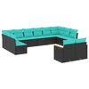 vidaXL Conjunto de sof&aacute; de jardim com 12 pe&ccedil;as e almofadas em rattan sint&eacute;tico preto