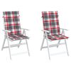 vidaXL Almofad&otilde;es cadeiras altas de jardim 2pcs tecido xadrez vermelho