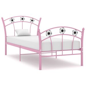 vidaXL Estrutura de cama com design de futebol 90x200 cm metal rosa
