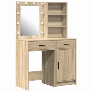 vidaXL Conjunto de Mesa de Maquiagem com LED 2 pcs Carvalho Sonoma