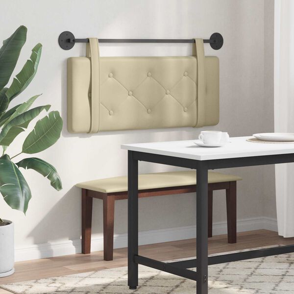 vidaXL Cabeceira Suspensa Creme 100 cm Couro Sint&eacute;tico