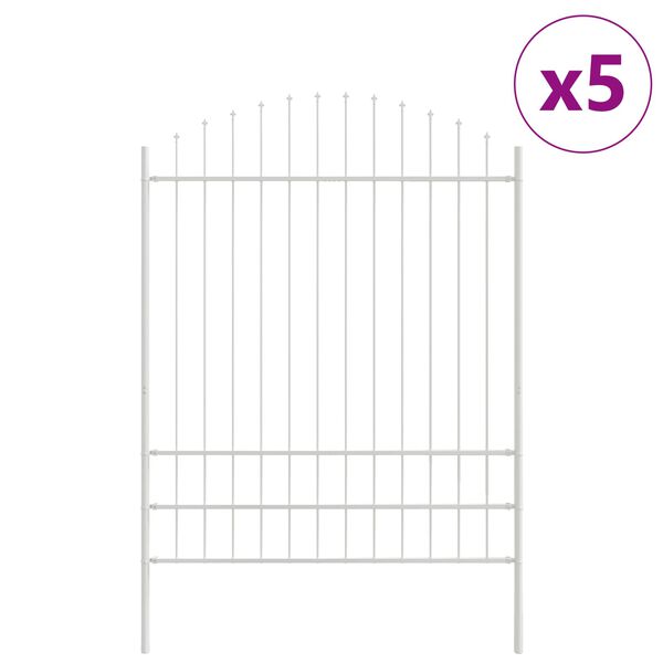 vidaXL Cerca para Jardim 5 pcs Branco 170 x 225 cm A&ccedil;o revestido a p&oacute;