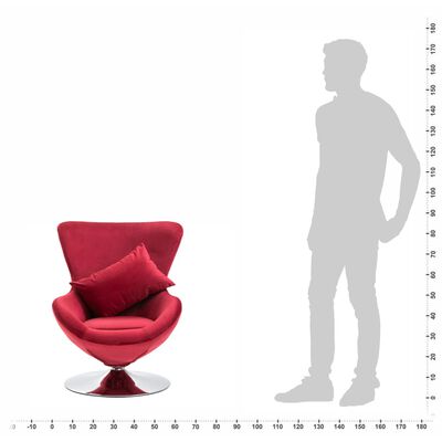 vidaXL Cadeira giratória em forma de ovo c/ almofadão veludo vermelho