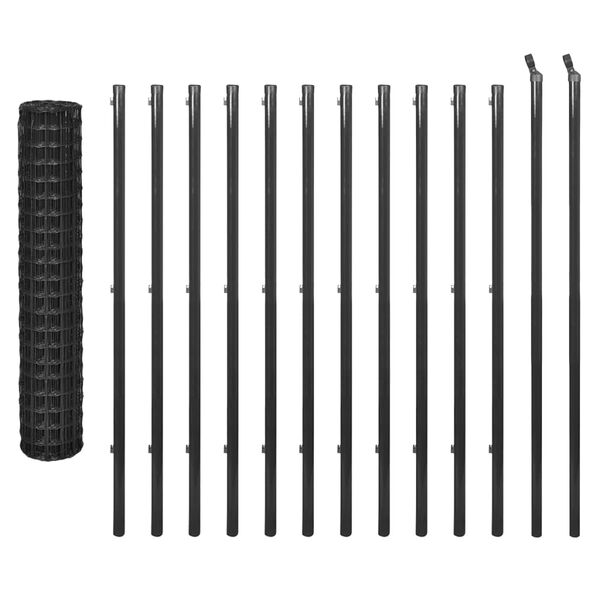 vidaXL Cerca 25x1,5 m a&ccedil;o cinzento
