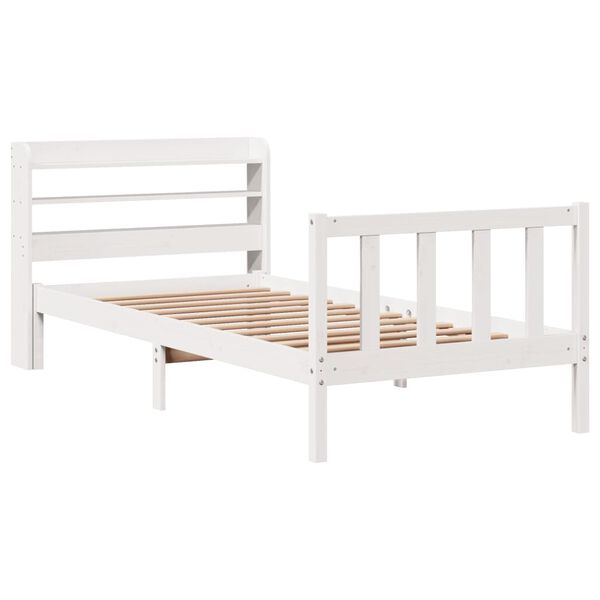 vidaXL Cama sem colch&atilde;o 90x200 cm madeira de pinho maci&ccedil;a branco
