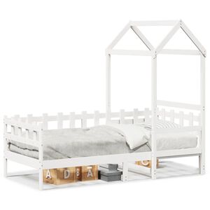 vidaXL Sof&aacute;-cama com telhado 80x200 cm madeira de pinho maci&ccedil;a branco
