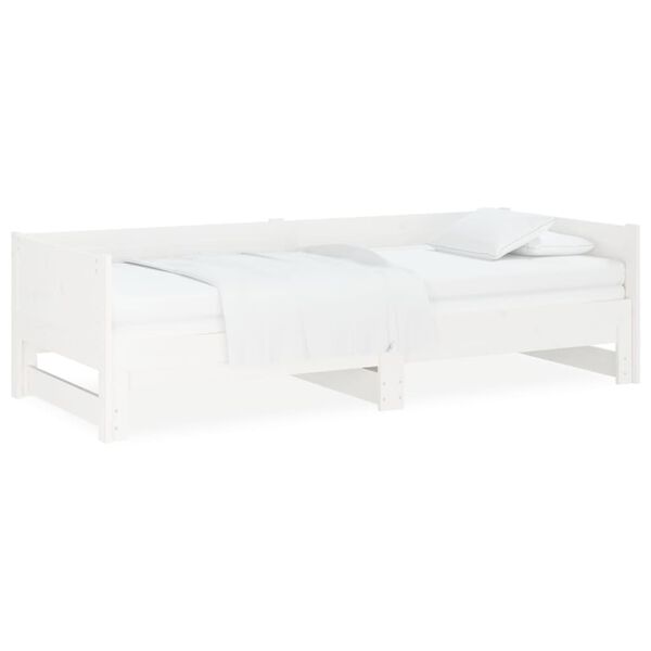 vidaXL Estrutura sof&aacute;-cama de puxar 2x(80x200) cm pinho maci&ccedil;o branco
