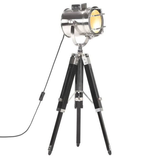 vidaXL Candeeiro de chão tripé 69 cm madeira mangueira maciça preto