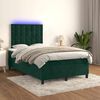 vidaXL Cama box spring c/ colch&atilde;o/LED 120x200 cm veludo verde-escuro