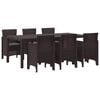 vidaXL Conjunto de Jantar para Jardim 7 unid. Castanho Polipropileno