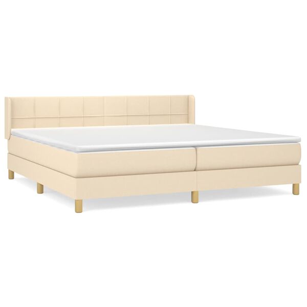 vidaXL Cama com molas/colch&atilde;o 200x200 cm tecido cor creme