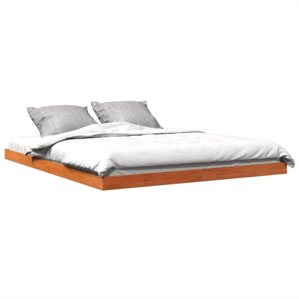 vidaXL Estrutura de cama 150x200 cm madeira pinho maciça castanho cera