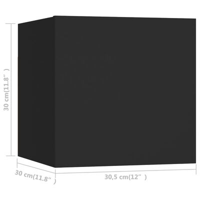 vidaXL Móvel de TV de parede 30,5x30x30 cm preto