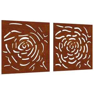 vidaXL Decora&ccedil;&otilde;es p/ muro jardim 2 pcs 55x55cm a&ccedil;o corten design rosas