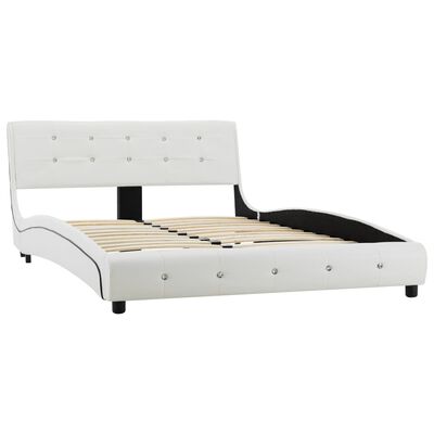 vidaXL Estrutura de cama 120x200 cm couro artificial branco