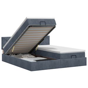 vidaXL Cama ottoman com colch&atilde;o 2 unid. Cinzento-Escuro Veludo